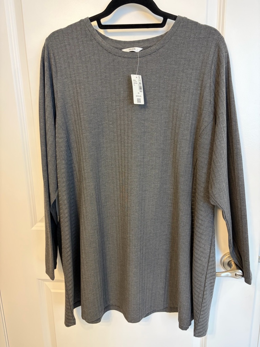 Penn Gray Ribbed Long Sleeve Tunic